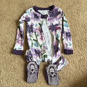 Burt's Bees Baby Floral One Piece in Purple and Green